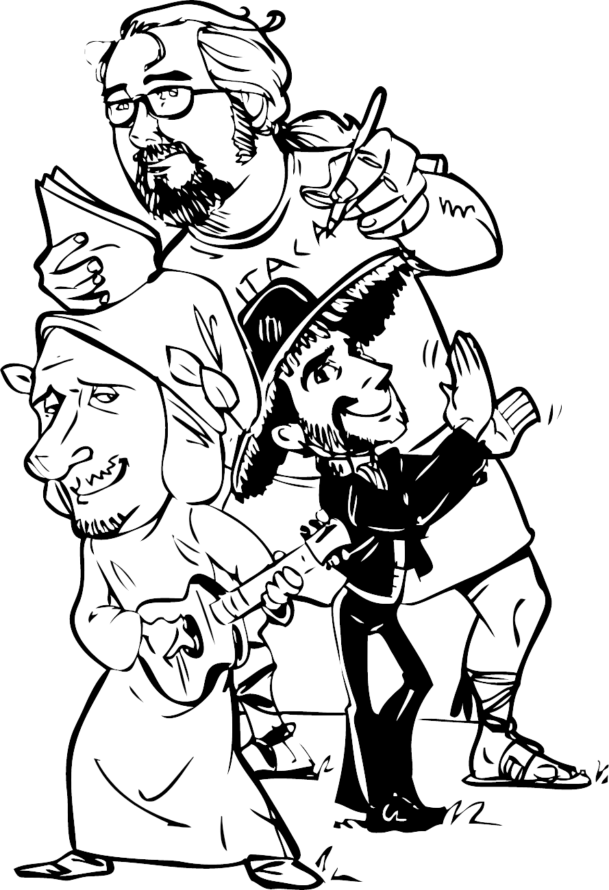 fumetto scherzoso di autore e attori